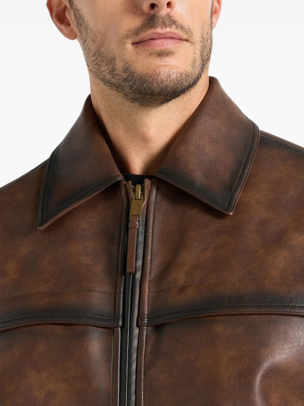 Manière De Voir Clint vintage leren bomberjack Bruin