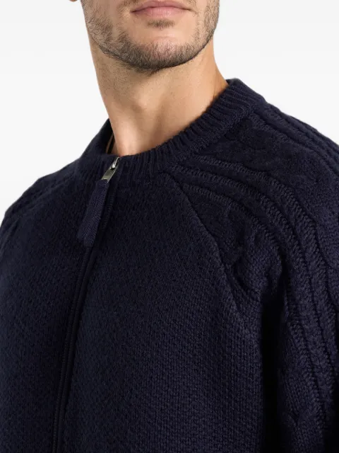 Manière De Voir Gaby in navy wool-blend cable-knit raglan cardigan