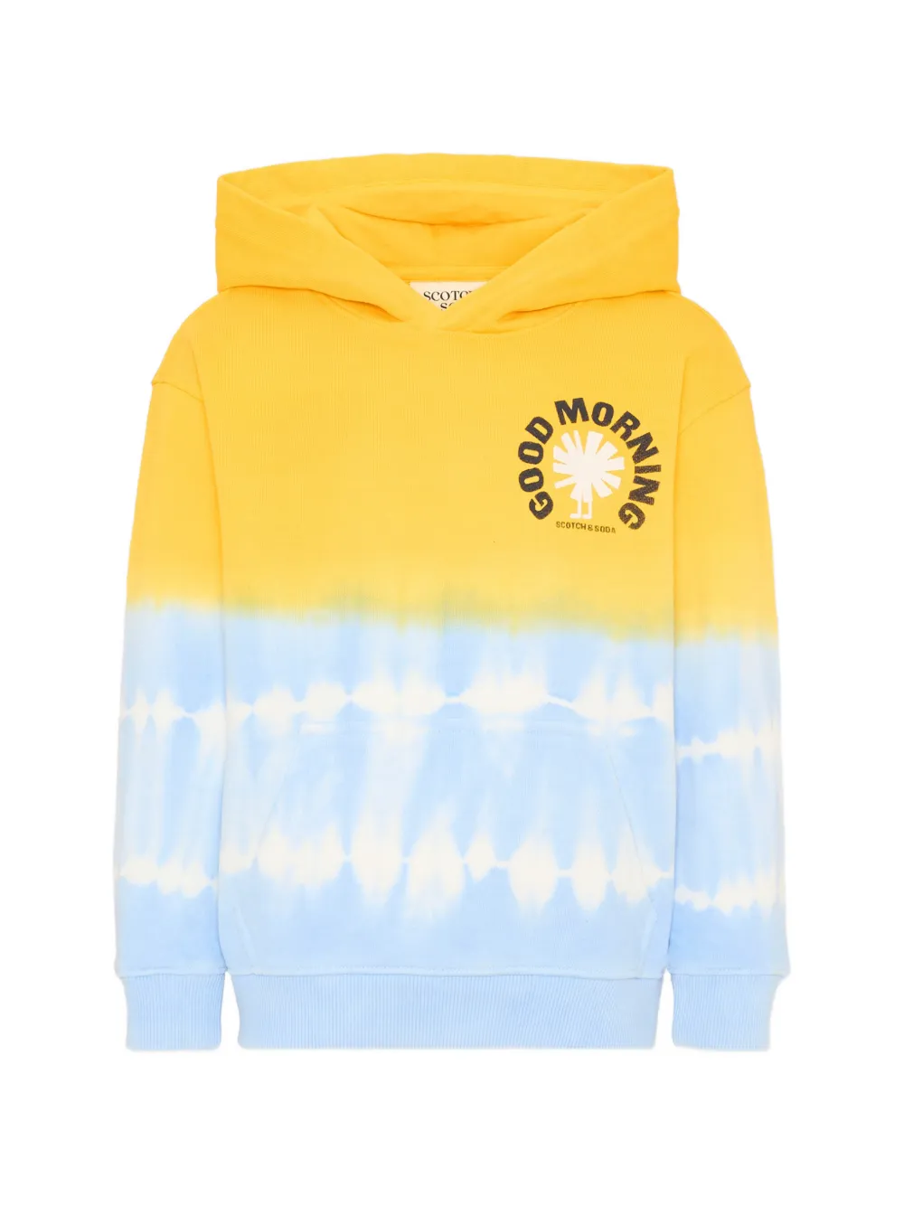 Scotch & Soda Kids tie-dye graphic-print hoodie Geel