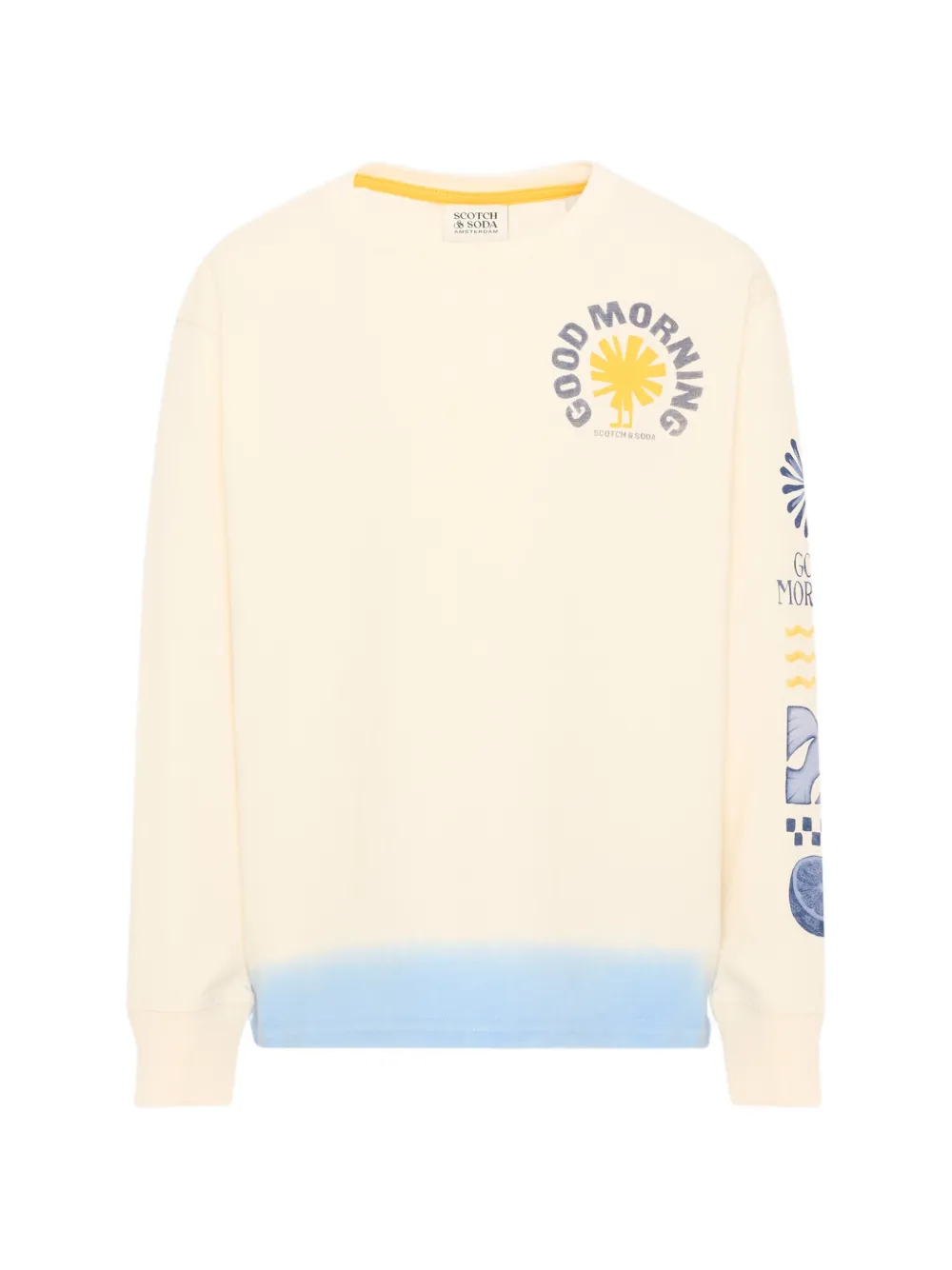 Scotch & Soda Kids graphic-print long-sleeve T-shirt Beige
