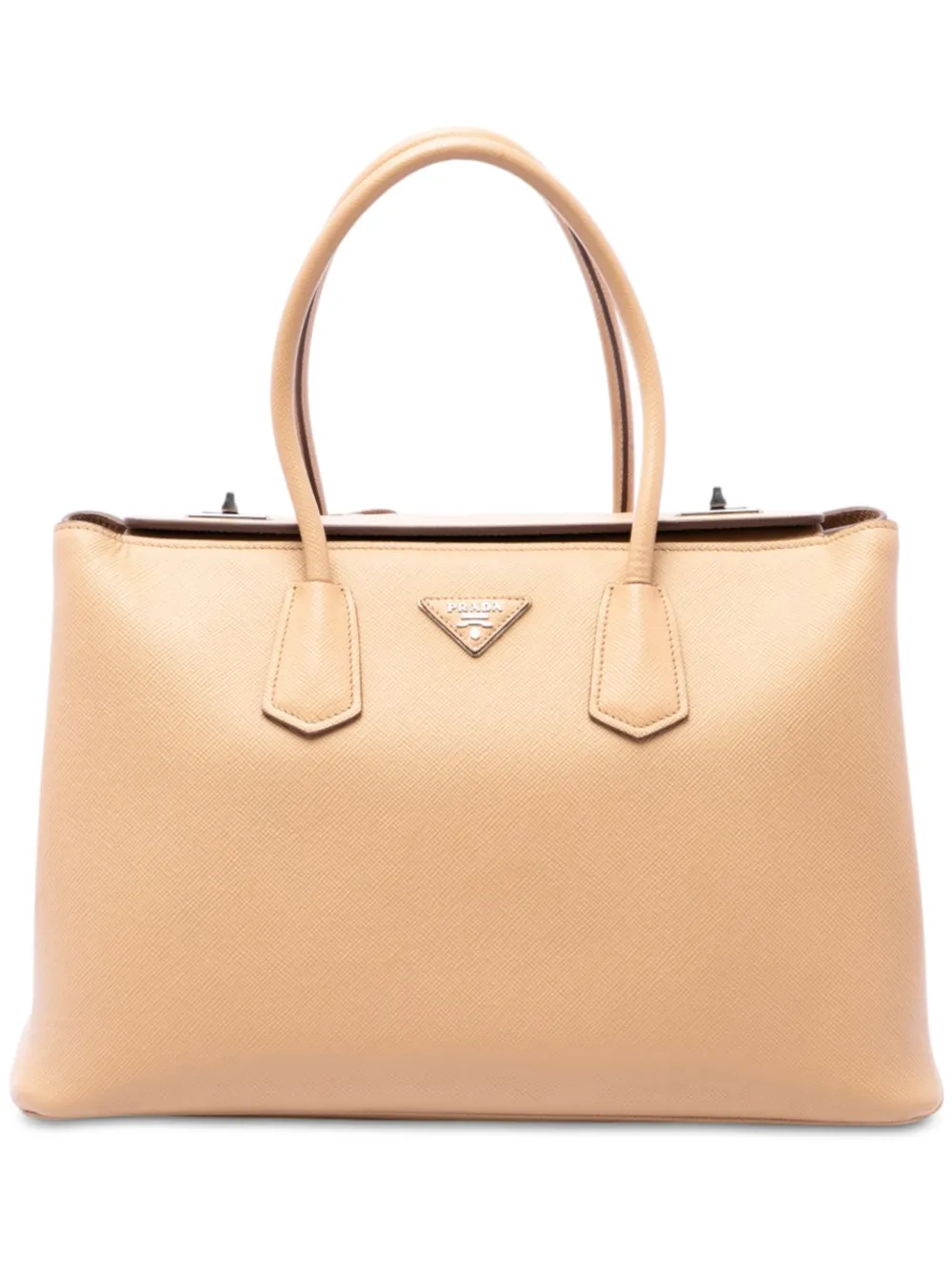 Prada Pre-Owned 2010-2026 Saffiano Cuir Turnlock Twin satchel - Toni neutri