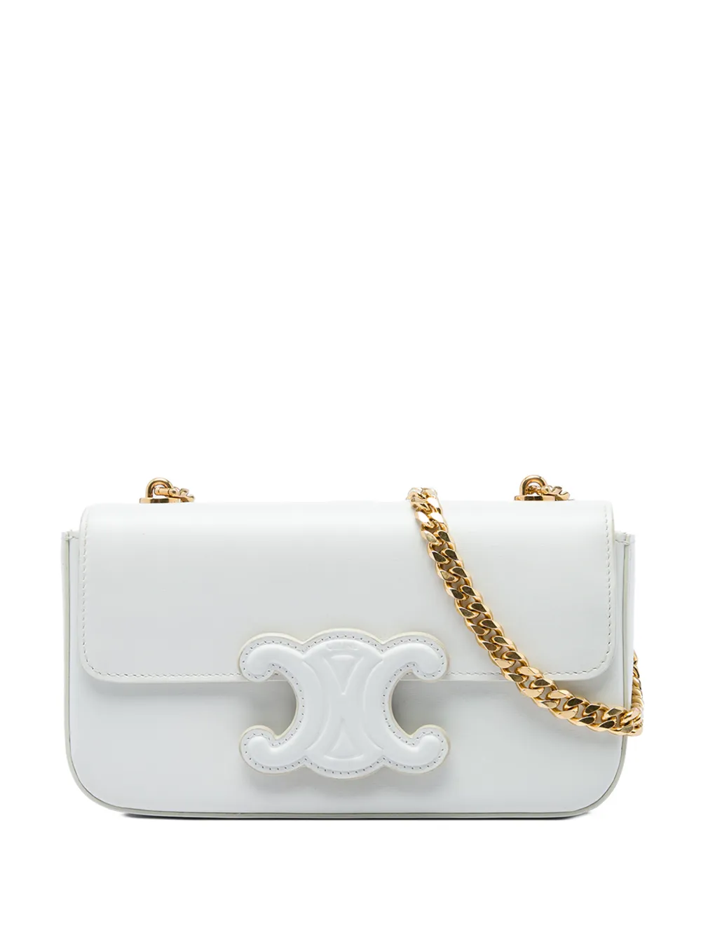 Celine Pre-Owned 2022 Calfskin Cuir Triomphe Chain shoulder bag - White