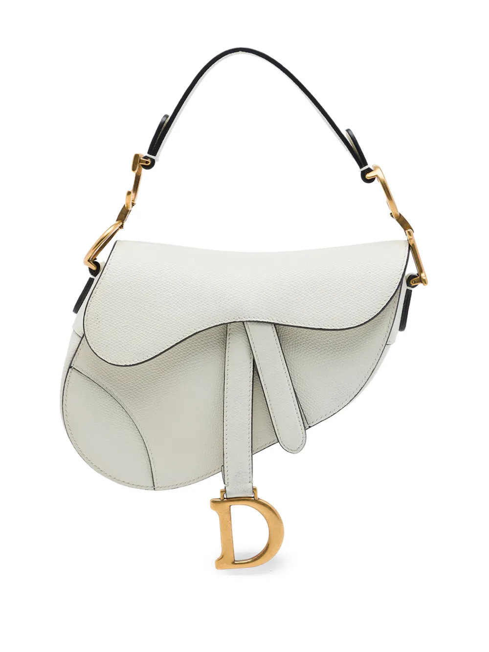 Christian Dior Pre-Owned 2018 Mini Grained Calfskin Saddle Bag satchel - White