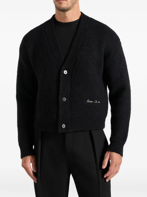 Manière De Voir Charlie in black brushed wool-blend knit signature cardigan
