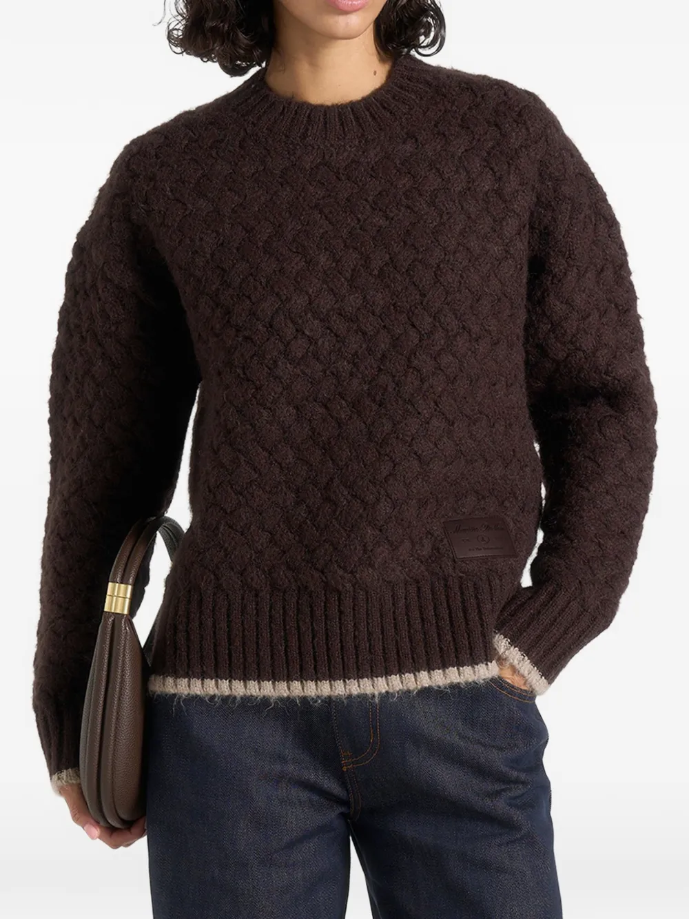 Manière De Voir Soren in brown waffle-knit jumper - Marrone