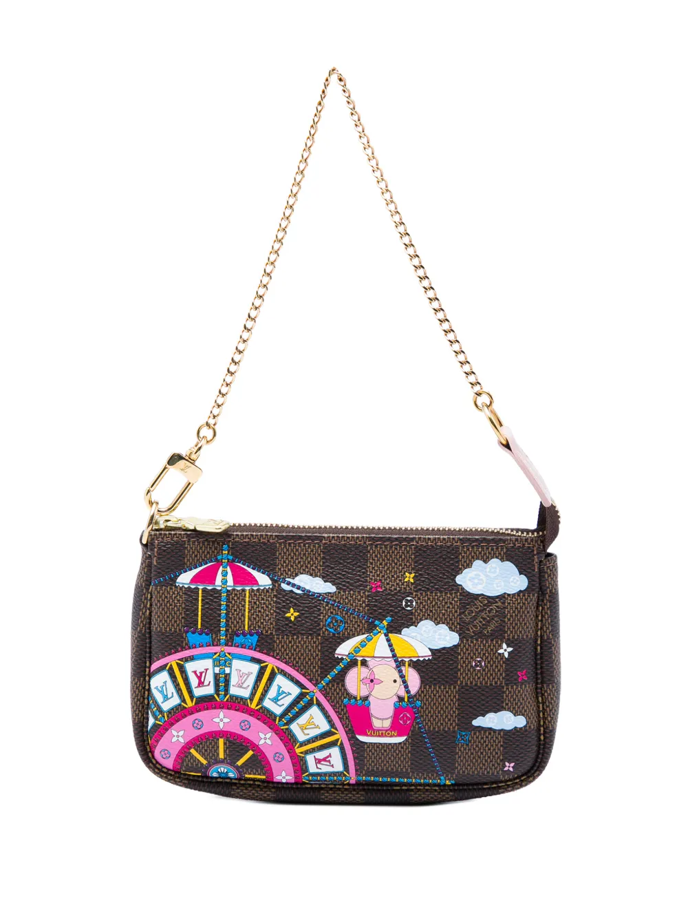 Louis Vuitton Pre-Owned 2020 Damier Ebene Vivienne Holiday Mini Pochette Accessoires handbag - Braun