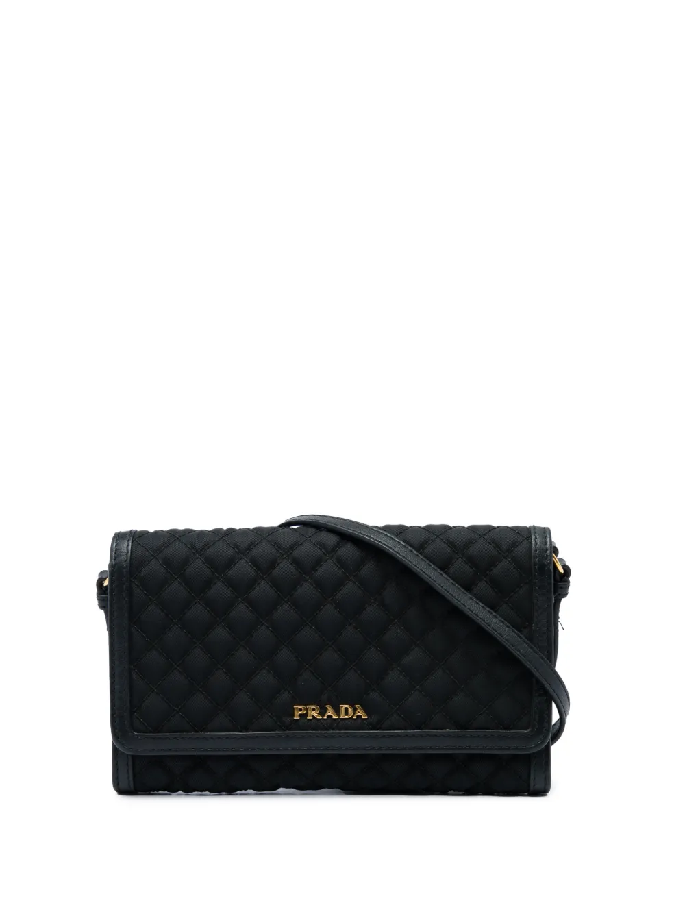 Prada Pre-Owned 2010-2026 Impuntu Tessuto Wallet on Strap crossbody bag - Nero