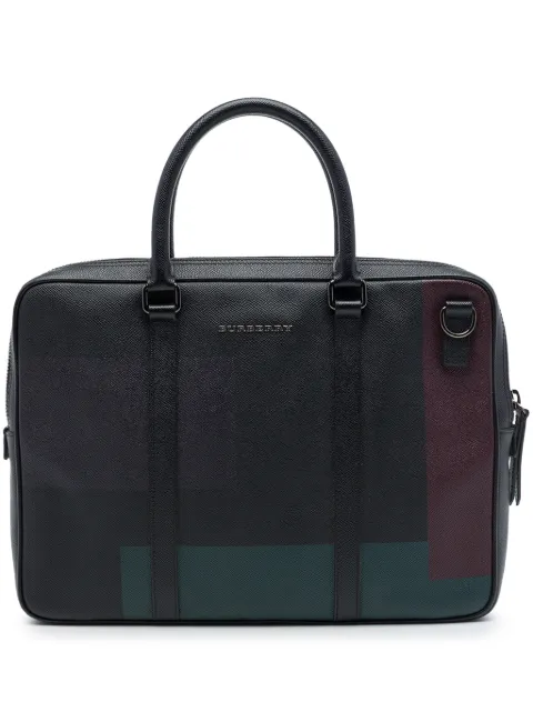 Burberry Pre-Owned 2000-2017 Grained Calfskin Colorblock Newburg business bag