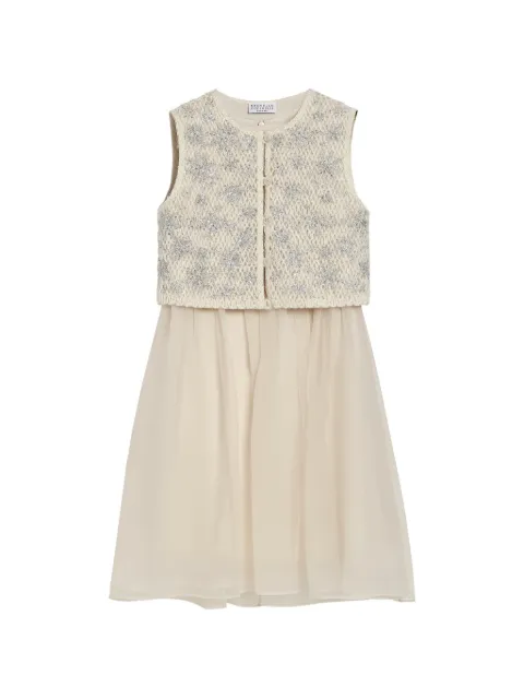 Brunello Cucinelli Kids vestido corto con copo de nieve bordado