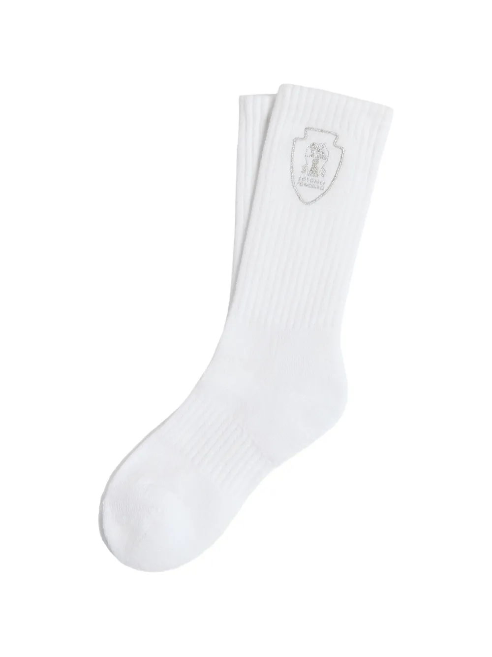 Brunello Cucinelli Kids logo-embroidered ribbed-knit socks - Bianco