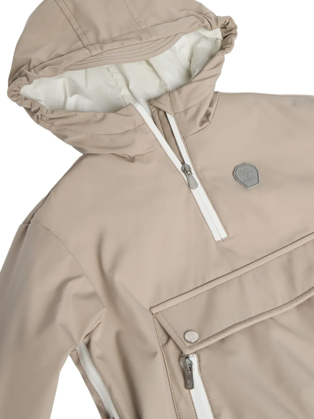 Brunello Cucinelli Kids logo-patch hoodie Beige