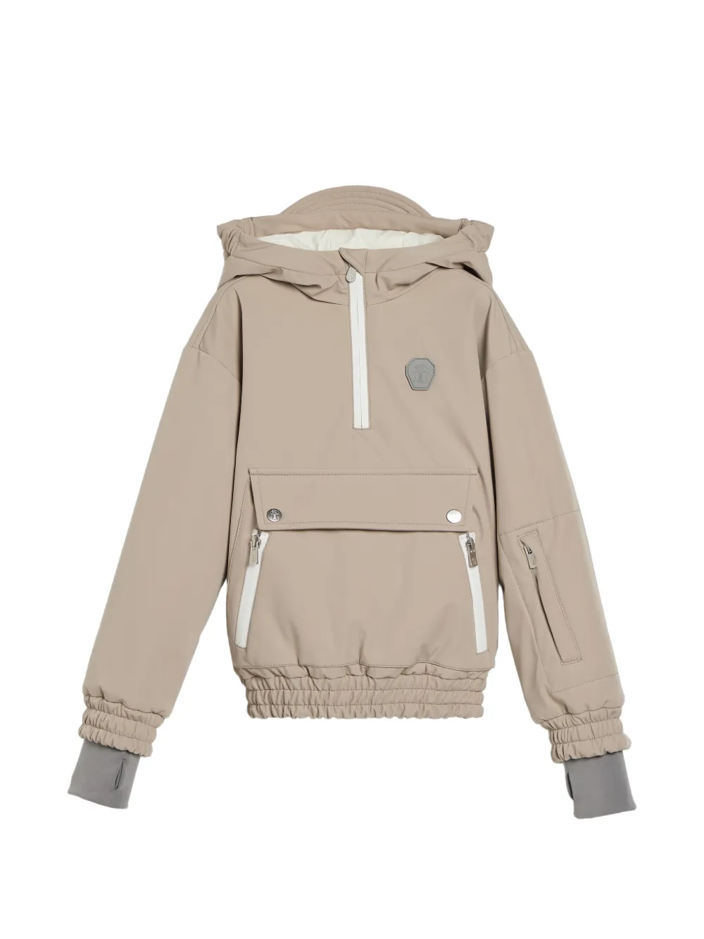Brunello Cucinelli Kids logo-patch hoodie Beige