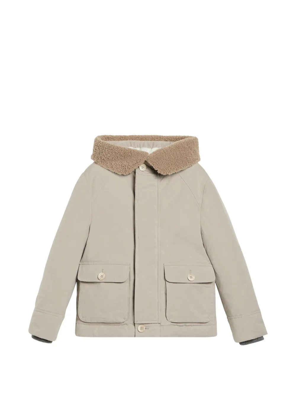 Brunello Cucinelli Kids Piumino con bordo in shearling - Toni neutri