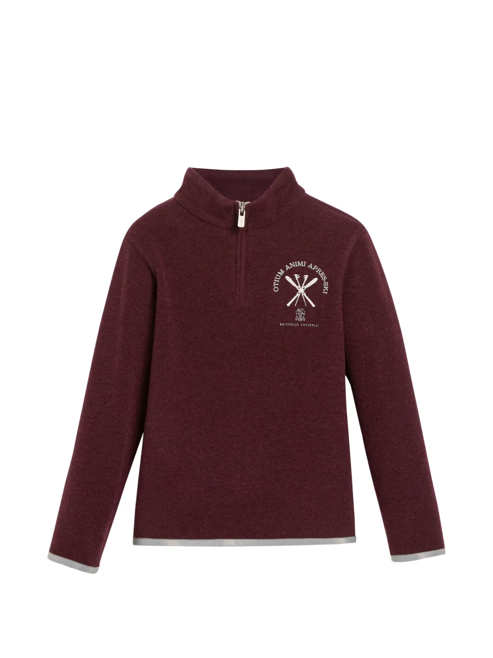 Brunello Cucinelli Kids embroidered half-zip sweater Rood