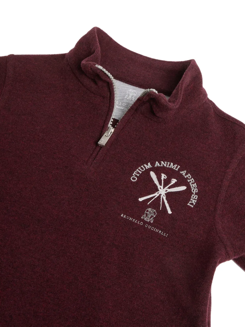 Brunello Cucinelli Kids embroidered half-zip sweater Rood