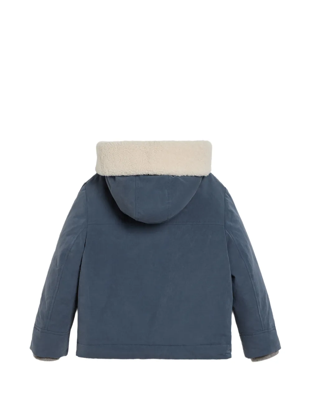 Brunello Cucinelli Kids shearling-trim waxed parka Blauw