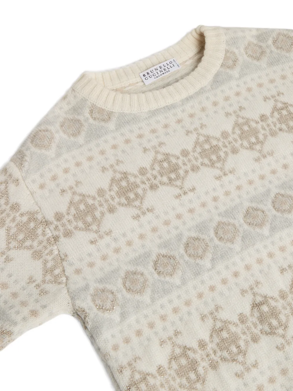 Brunello Cucinelli Kids jacquard-knit sweater Beige