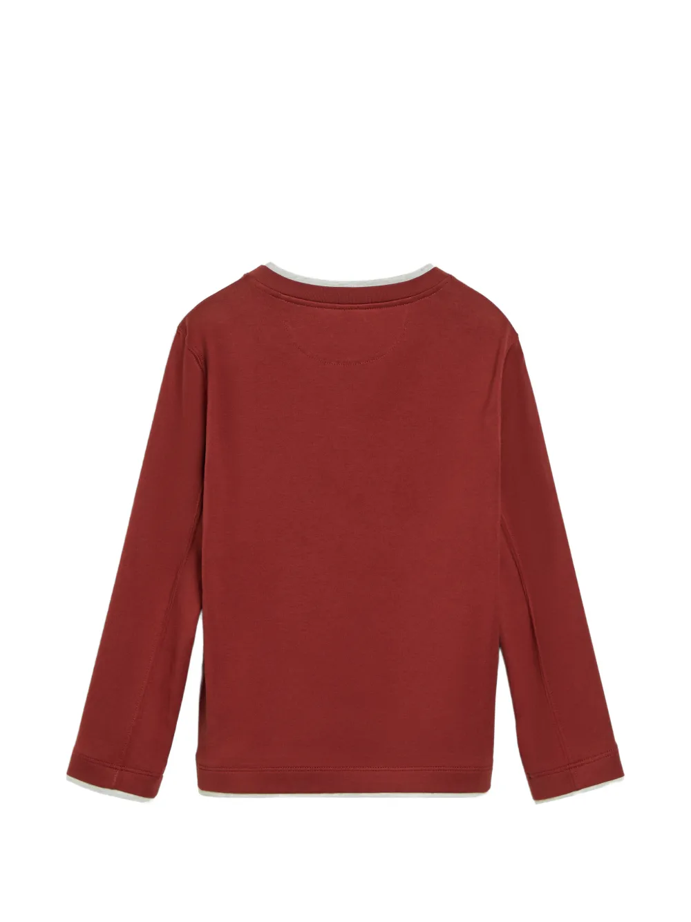 Brunello Cucinelli Kids T-shirt met borduurwerk en gelaagd effect Rood