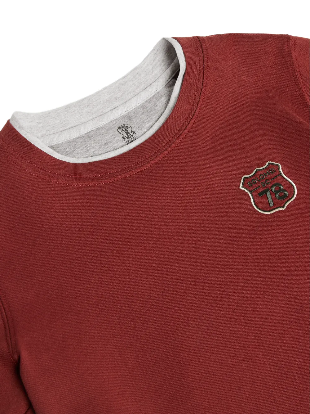 Brunello Cucinelli Kids T-shirt met borduurwerk en gelaagd effect Rood