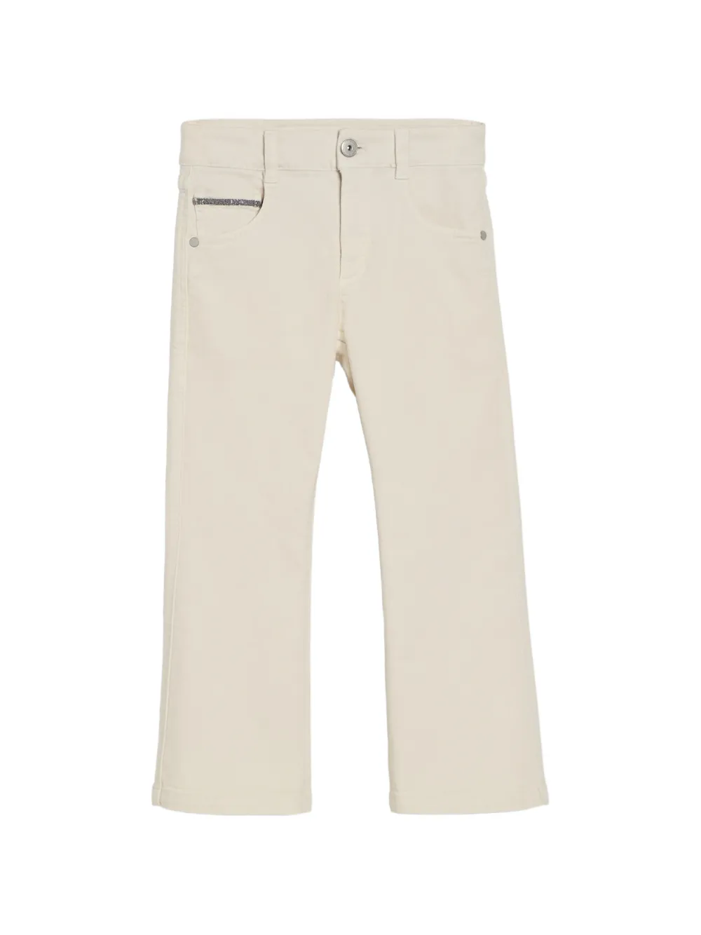Brunello Cucinelli Kids Jeans con decorazione Monili - Bianco