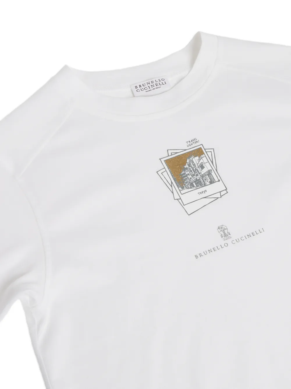 Brunello Cucinelli Kids T-shirt met grafische print Wit