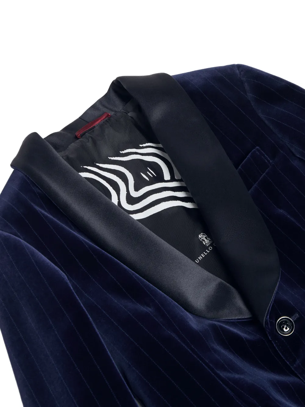 Brunello Cucinelli Kids chalk-stripe velvet blazer Blauw
