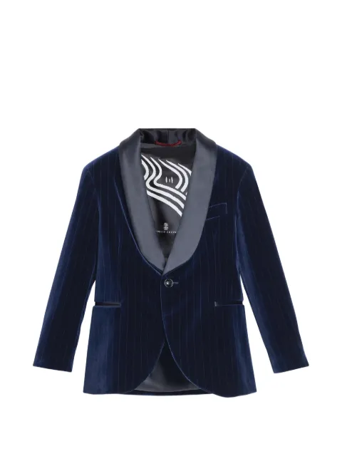 Brunello Cucinelli Kids blazer de terciopelo con rayas de tiza