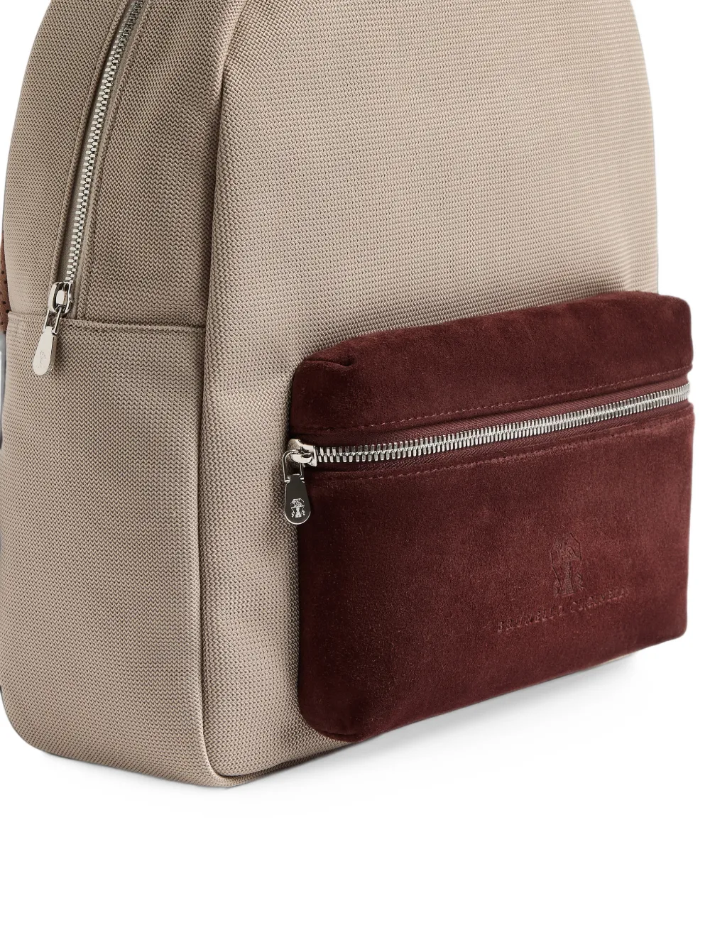 Brunello Cucinelli Kids suede-panel backpack Beige