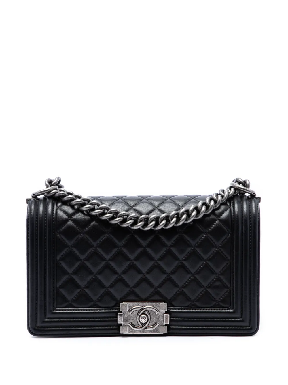 CHANEL Pre-Owned 2015-2016 Old Medium Quilted Lambskin Boy Flap crossbody bag - Schwarz