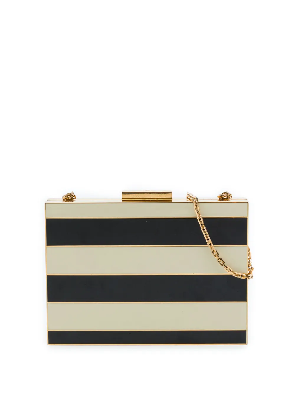 Valentino Garavani Pre-Owned 2000-2017 Striped Enamel and Gold Plated Box Minaudiere Clutch on Chain crossbody bag - Schwarz