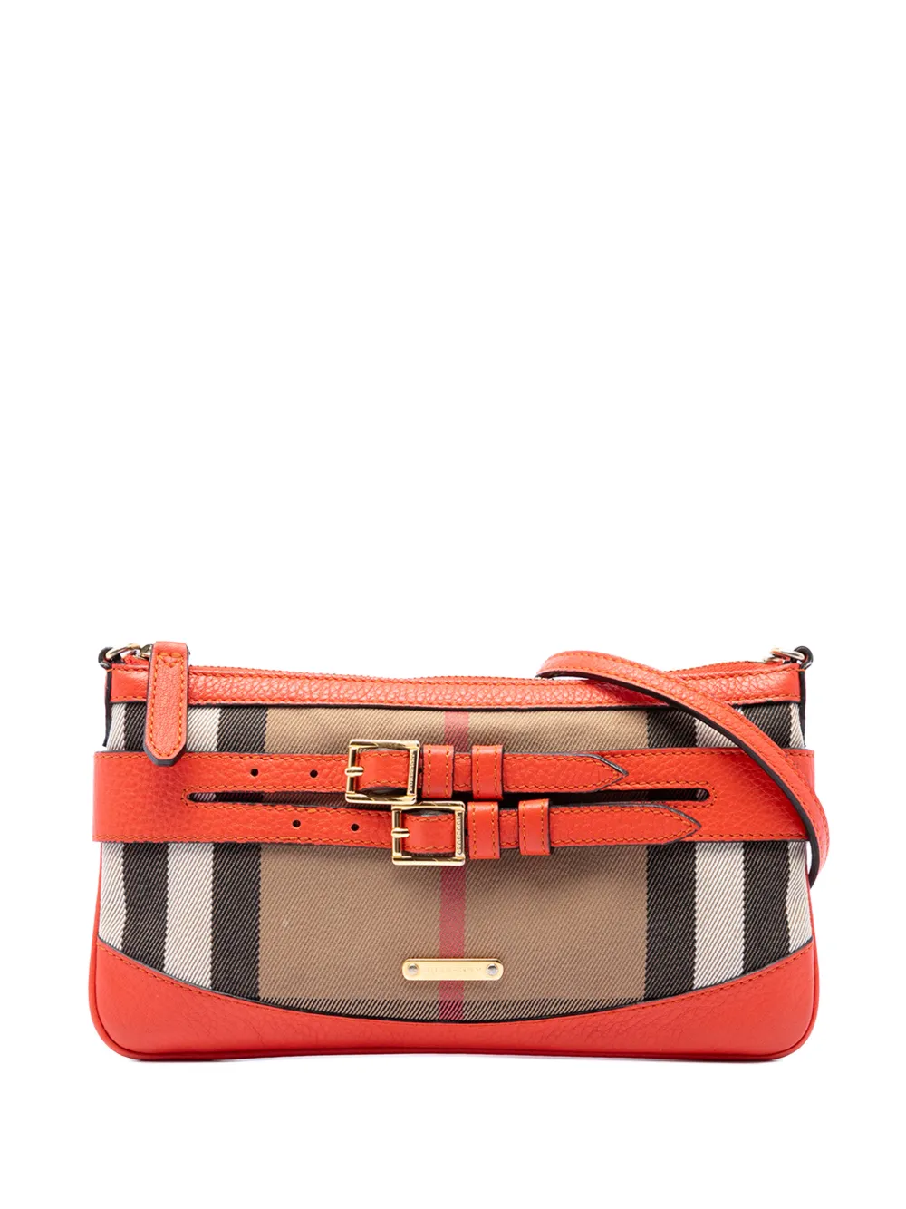Burberry Pre-Owned 2000-2017 House Check Canvas and Leather Bridle Peyton crossbody bag - Brown