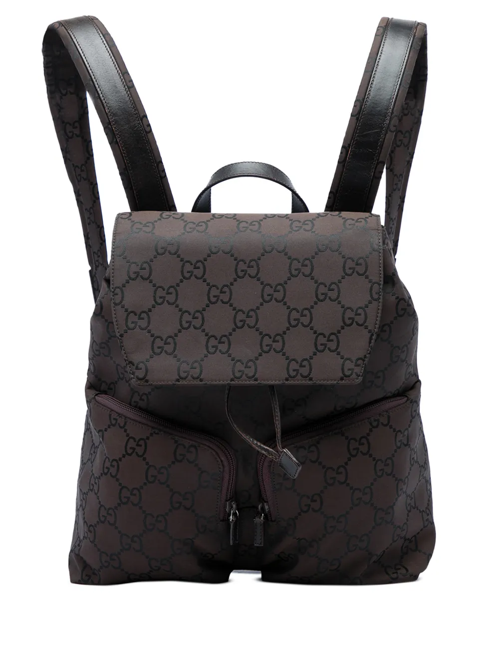 Pre-owned Gucci 2000-2015 Gg Nylon Backpack In Brown