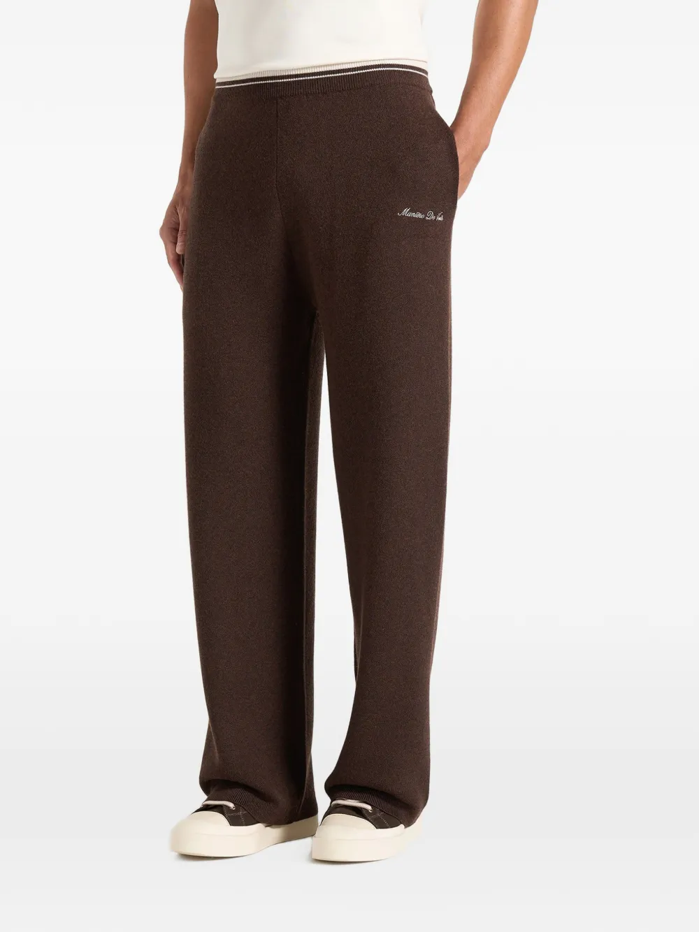 Manière De Voir Max in brown / cream colour block signature knit track pants - Marrone