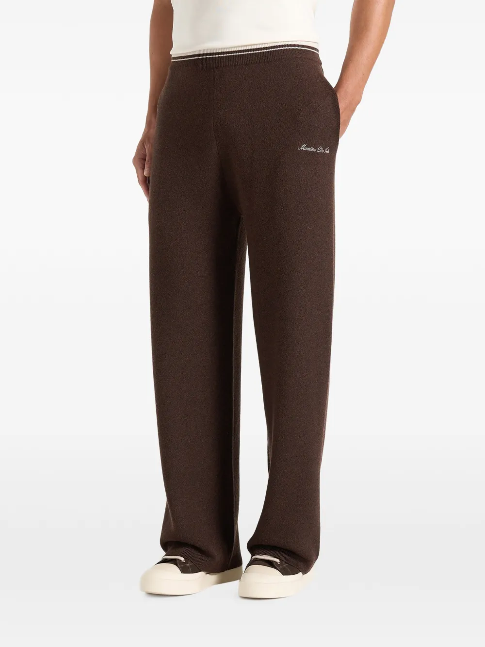 Manière De Voir Max in brown / cream colour block signature knit track pants - Marrone
