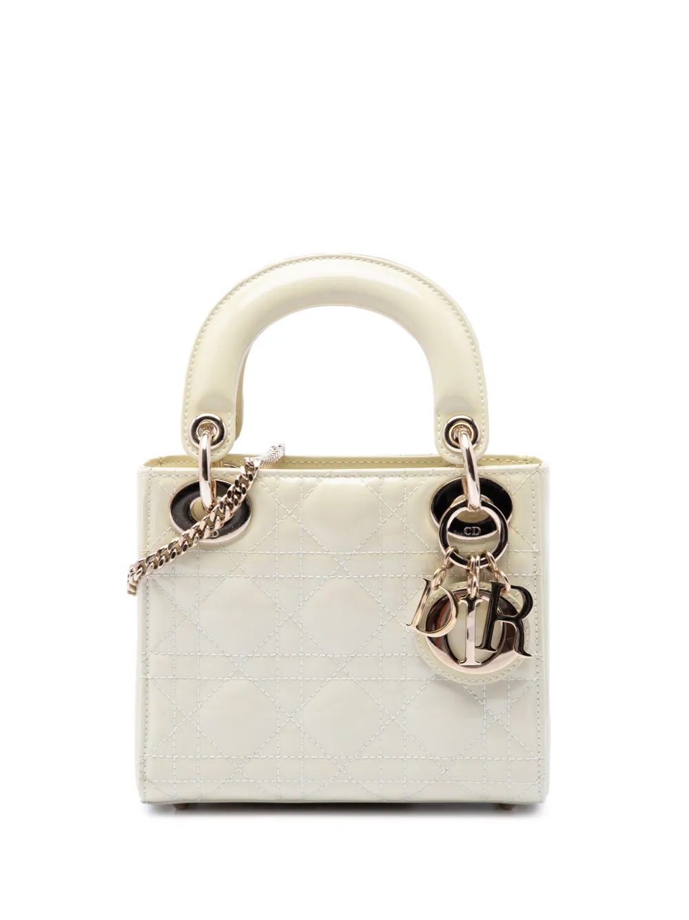 Christian Dior Pre-Owned 2022 Mini Patent Cannage Lady Dior satchel - Weiß