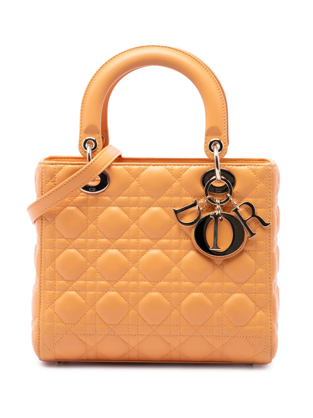 Christian Dior Pre-Owned 2012 Medium Lambskin Cannage Lady Dior satchel - Orange