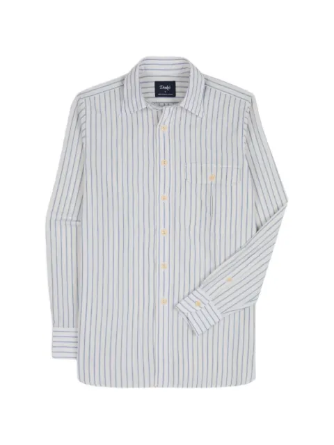 Drake's Halo Stripe long point-collar shirt