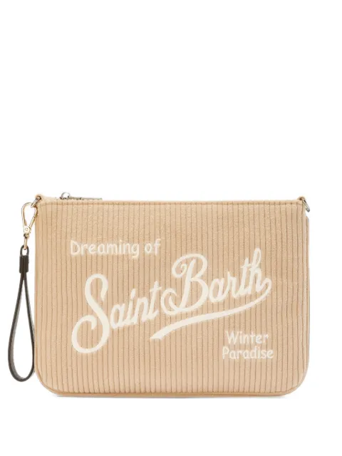 MC2 Saint Barth logo-embroidered corduroy clutch bag