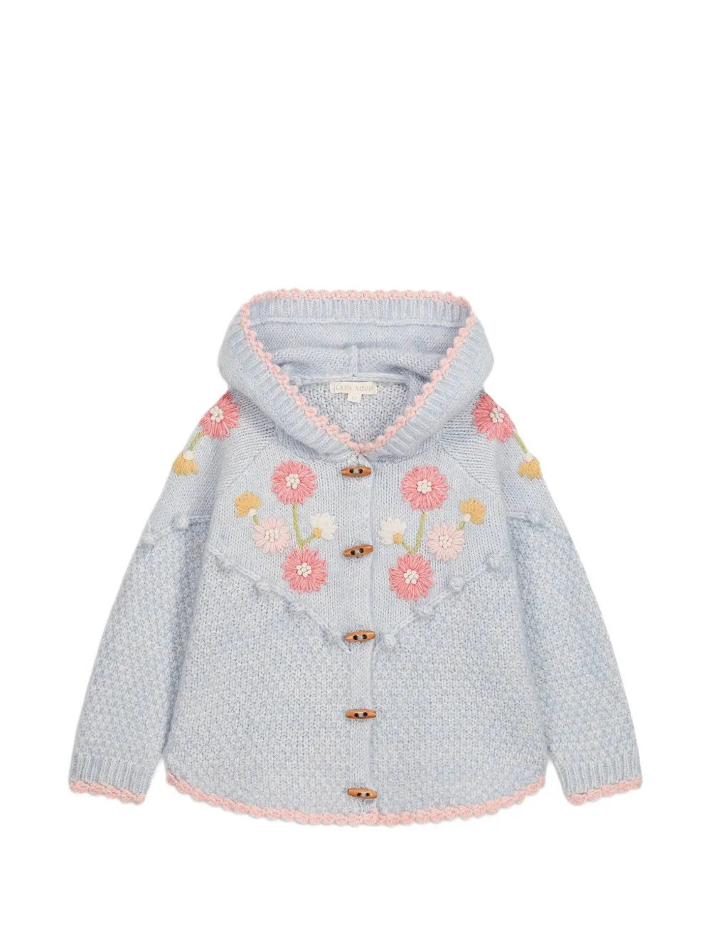 LOUISE MISHA KIDS Ezi embroidered hooded cardigan - Bleu