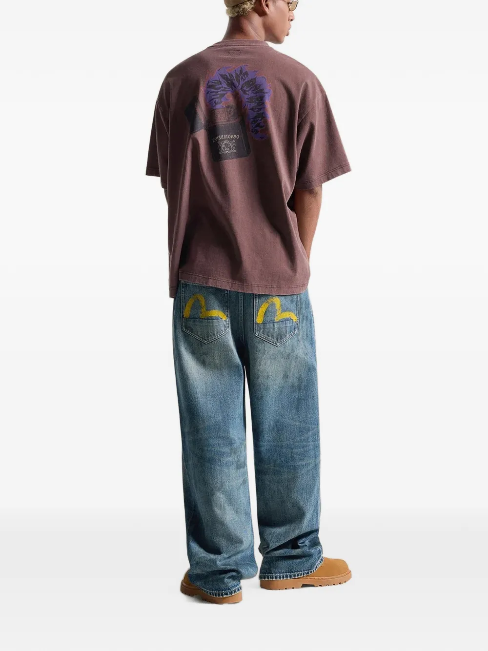 EVISU logo-print loose jeans Blauw