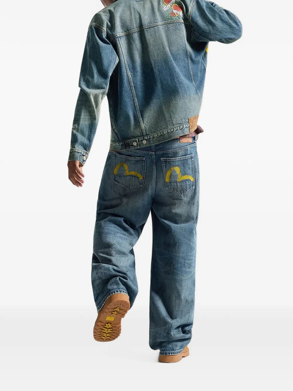 EVISU logo-print denim jacket Blauw
