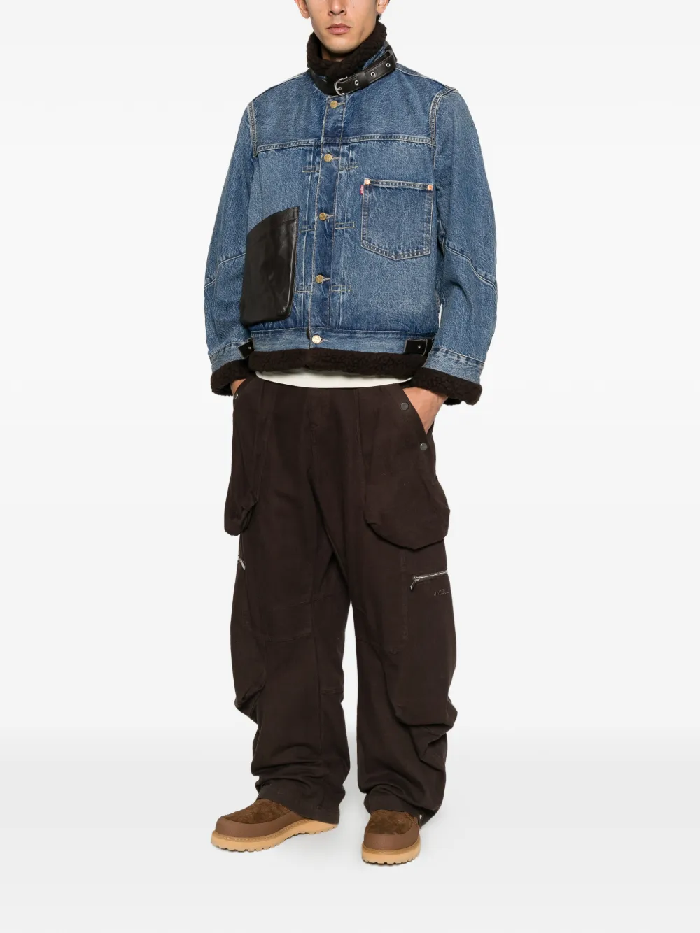 sacai x Levi Strauss shearling-trim denim jacket - Blu