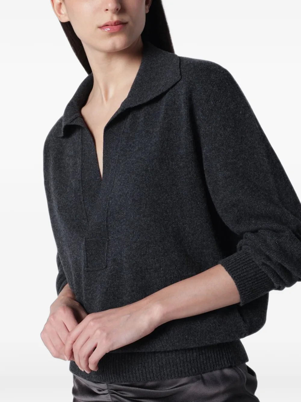 Victoria Beckham Genevieve polo-collar sweater Grijs