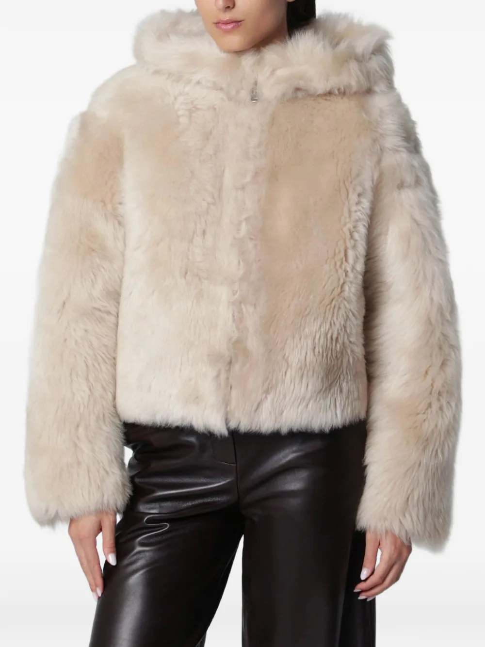 Arma Bianca shearling jacket Beige