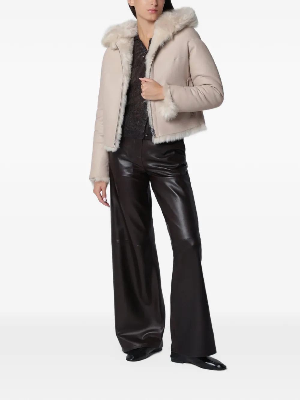 Arma Bianca shearling jacket Beige