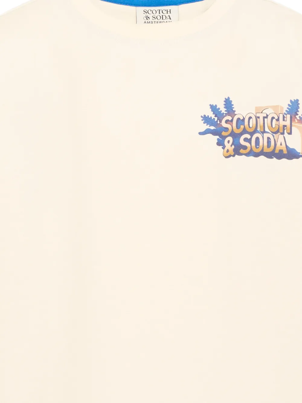 Scotch & Soda Kids graphic-print cotton T-shirt Beige