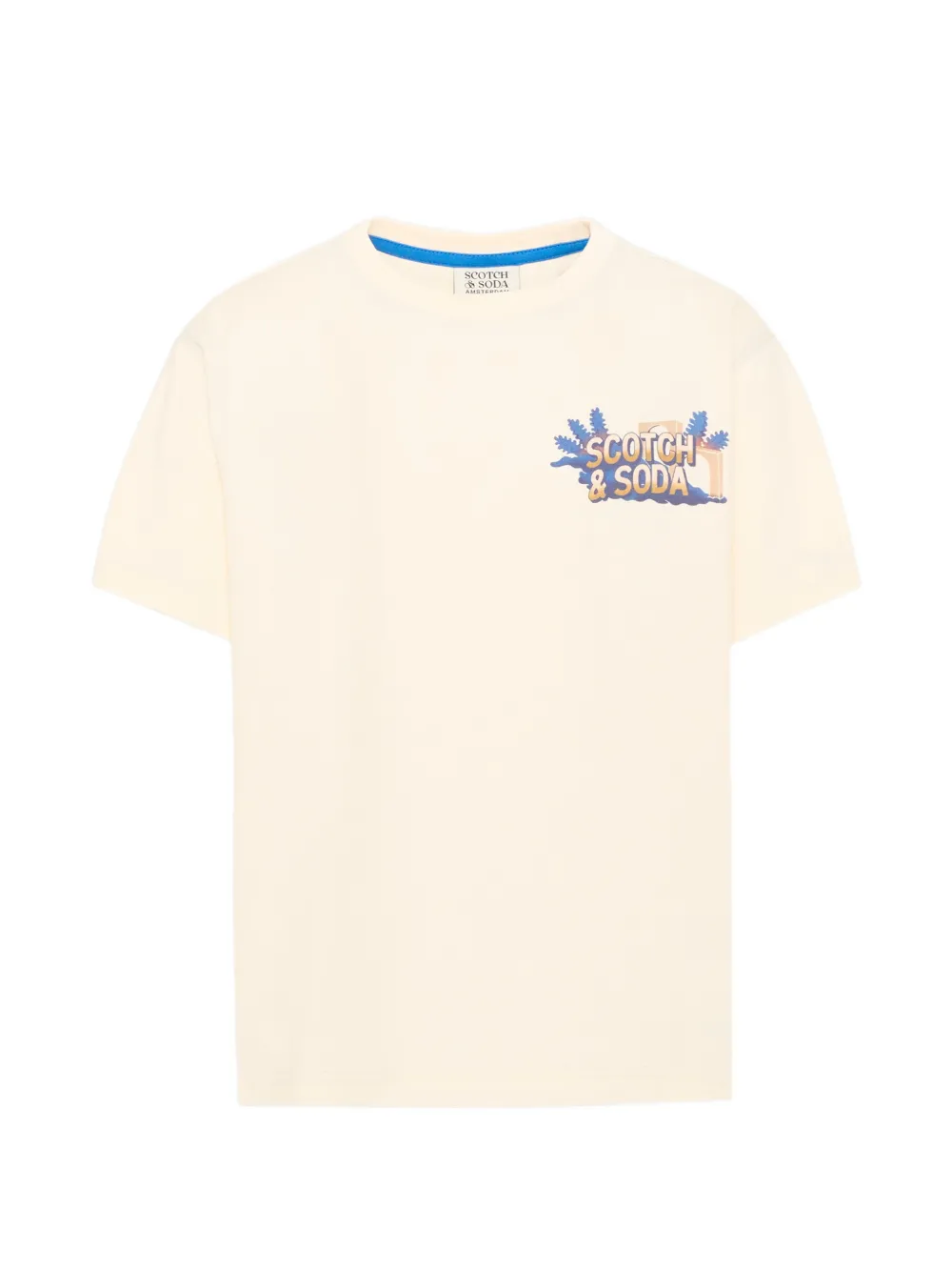 Scotch & Soda Kids graphic-print cotton T-shirt Beige