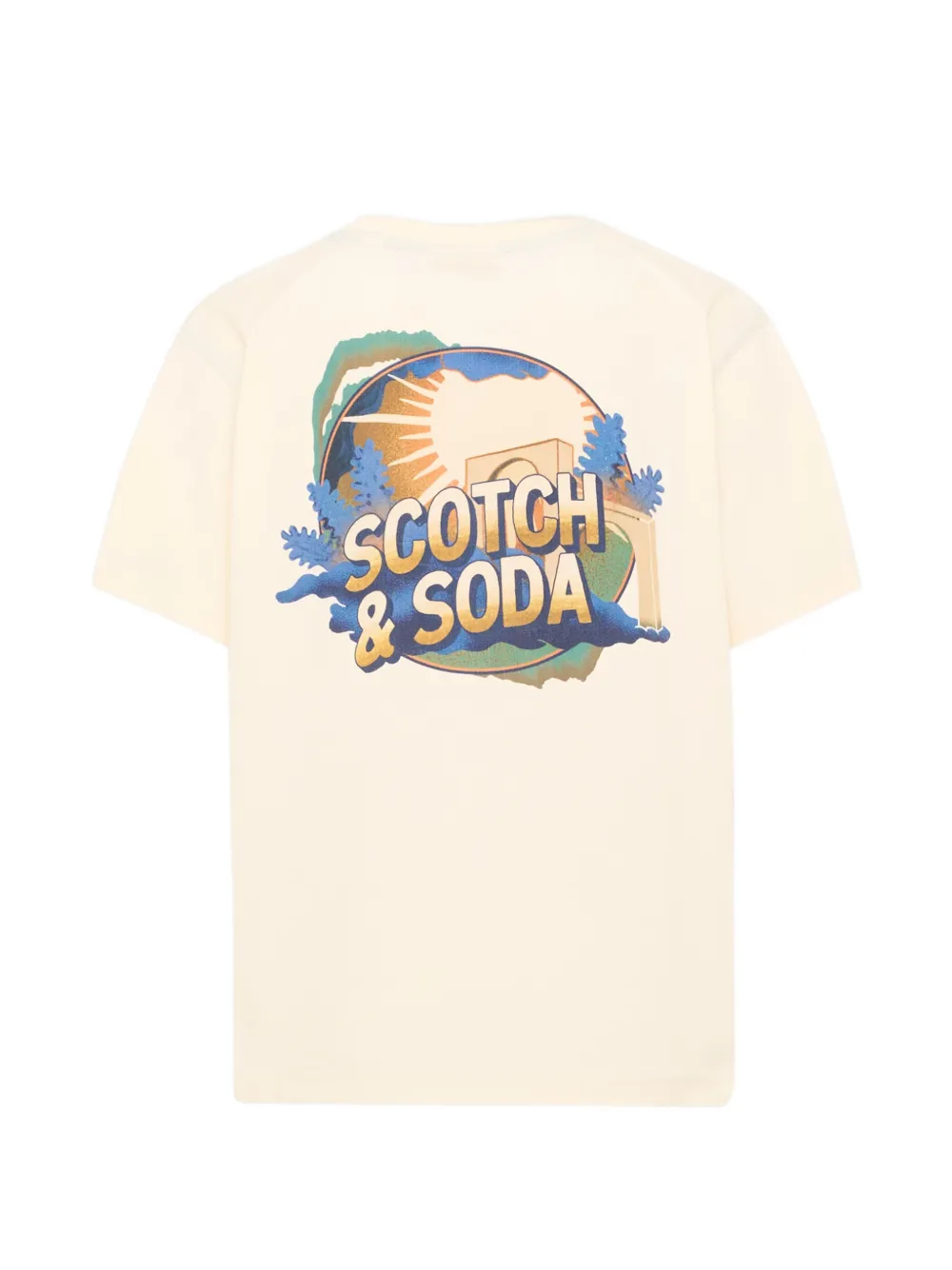 Scotch & Soda Kids graphic-print cotton T-shirt Beige