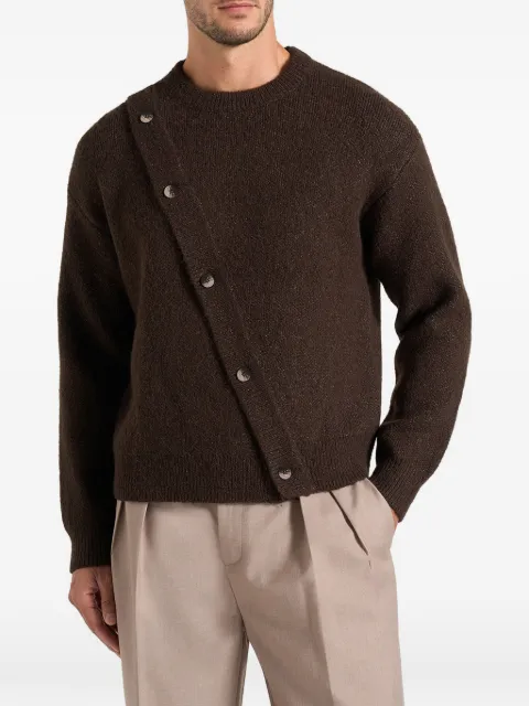 Manière De Voir Theo in brown asymmetric brushed wool-blend knit jumper