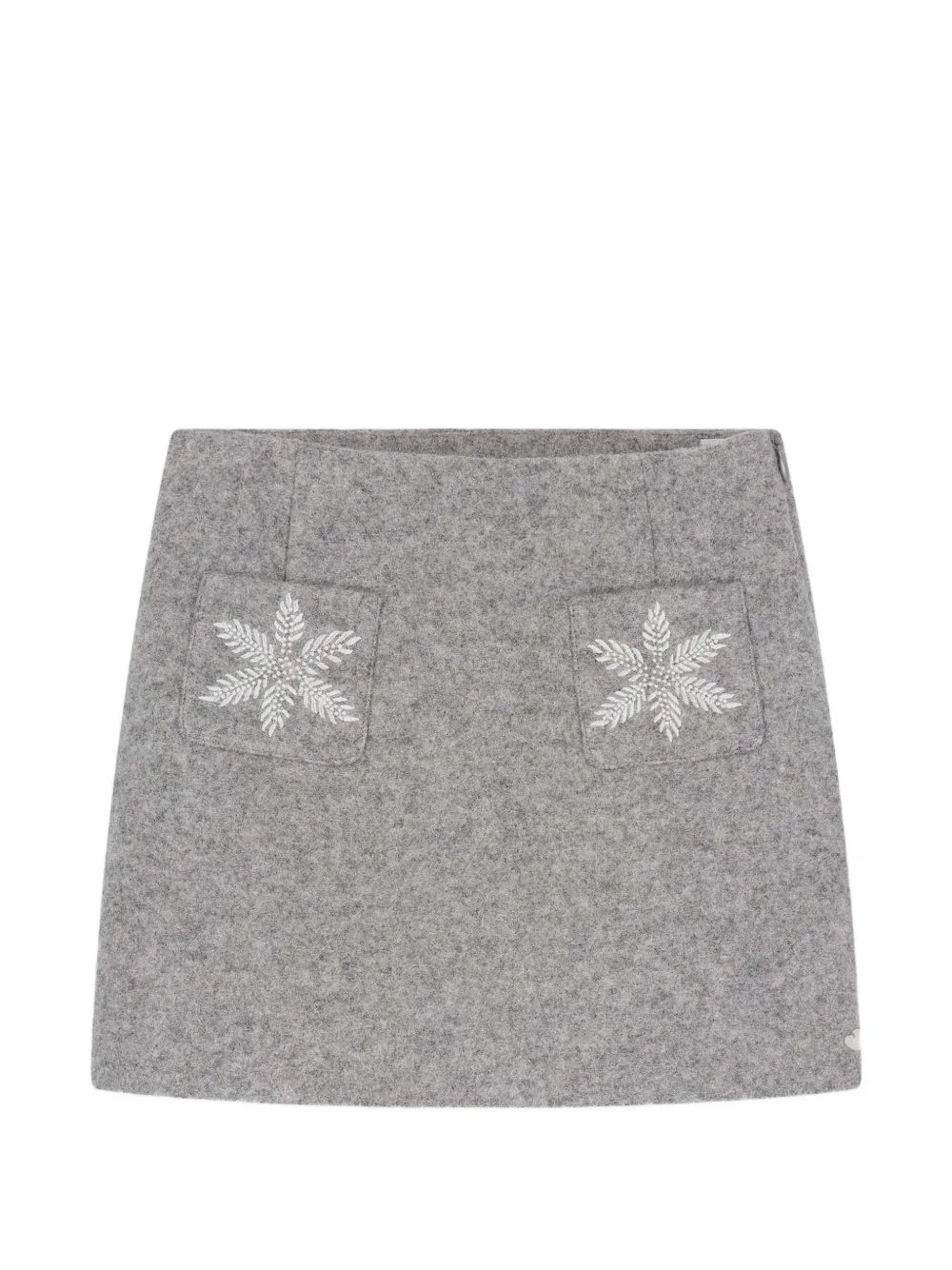 Tartine Et Chocolat embroidered-pocket wool skirt - Grau